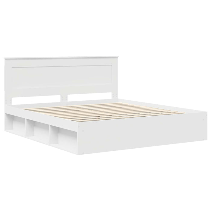 Cadru de pat cu headboard Alb 200 x 200 cm Lemn de pin masiv - WALTI WALTI