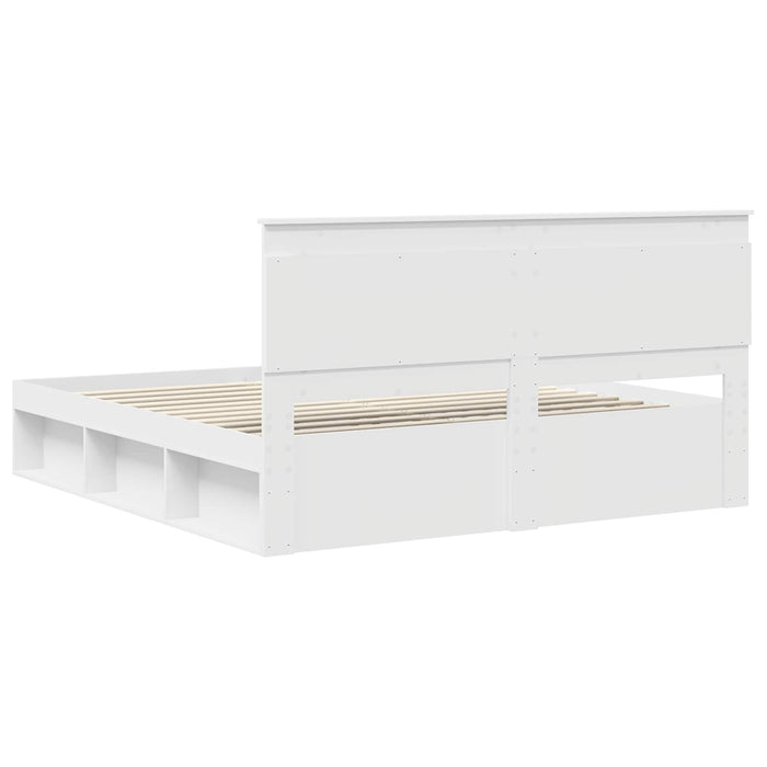Cadru de pat cu headboard Alb 200 x 200 cm Lemn de pin masiv - WALTI WALTI
