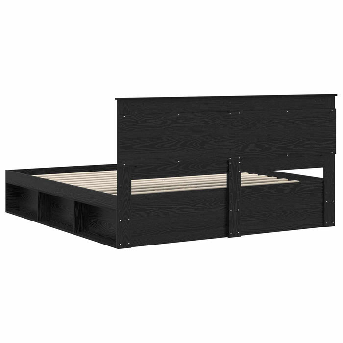 Cadru de pat cu headboard Negru 200 x 200 cm Lemn de pin masiv - WALTI WALTI