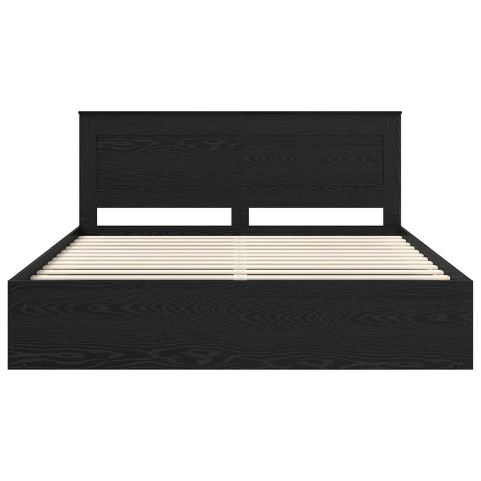 Cadru de pat cu headboard Negru 200 x 200 cm Lemn de pin masiv - WALTI WALTI