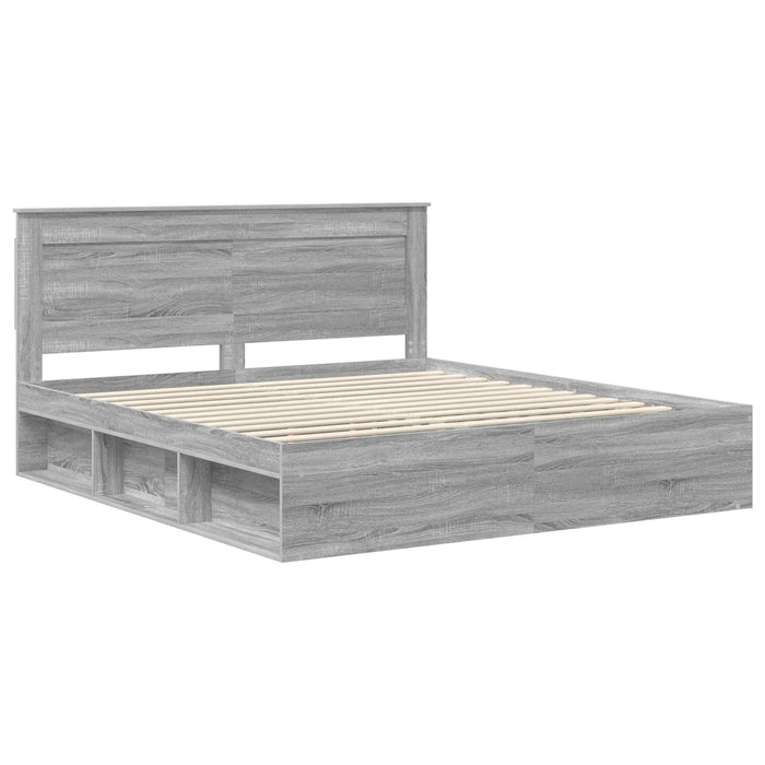 Cadru de pat Gri Sonoma 200 x 200 cm Lemn de pin masiv - WALTI WALTI