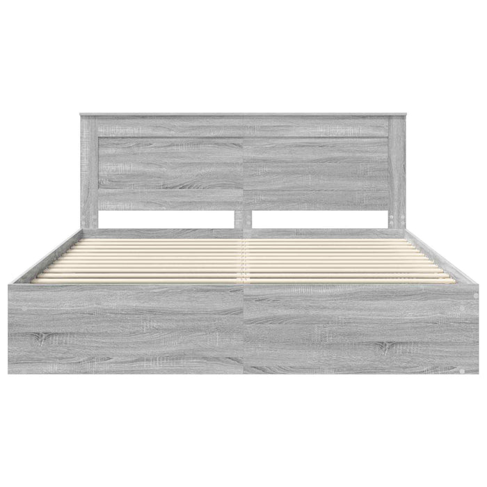 Cadru de pat Gri Sonoma 200 x 200 cm Lemn de pin masiv - WALTI WALTI
