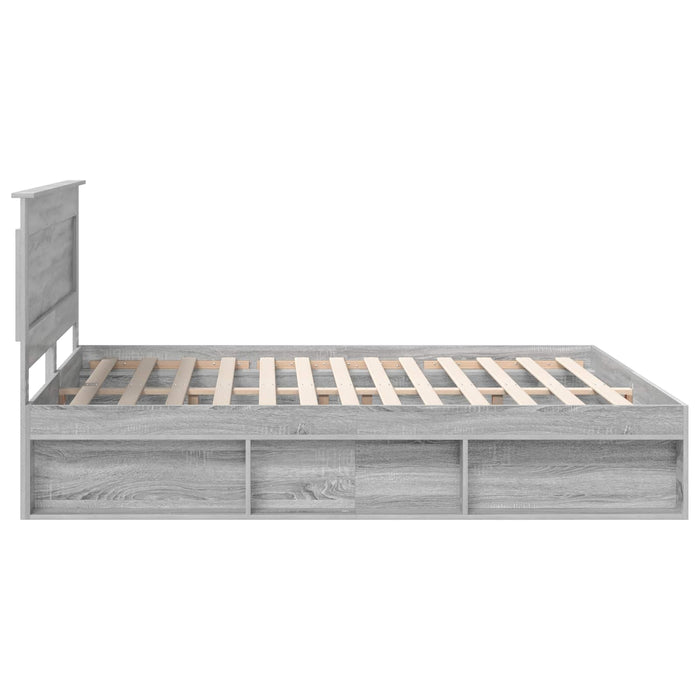 Cadru de pat Gri Sonoma 200 x 200 cm Lemn de pin masiv - WALTI WALTI