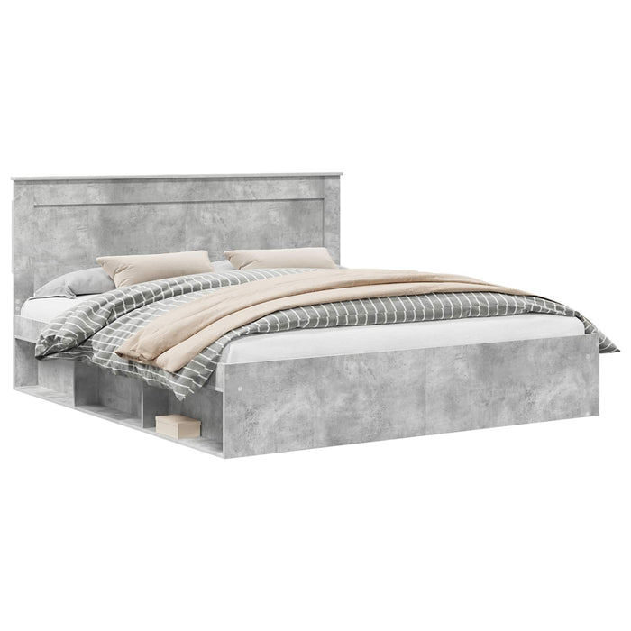 Cadru de pat cu headboard Beton 180 x 200 cm Lemn de pin masiv - WALTI WALTI