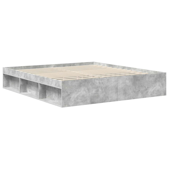Cadru de pat cu headboard Beton 180 x 200 cm Lemn de pin masiv - WALTI WALTI