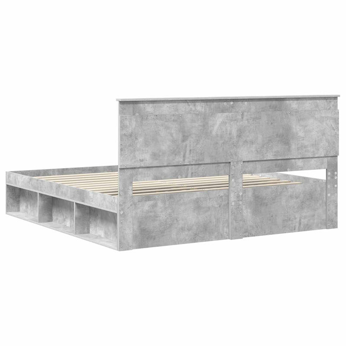 Cadru de pat cu headboard Beton 180 x 200 cm Lemn de pin masiv - WALTI WALTI
