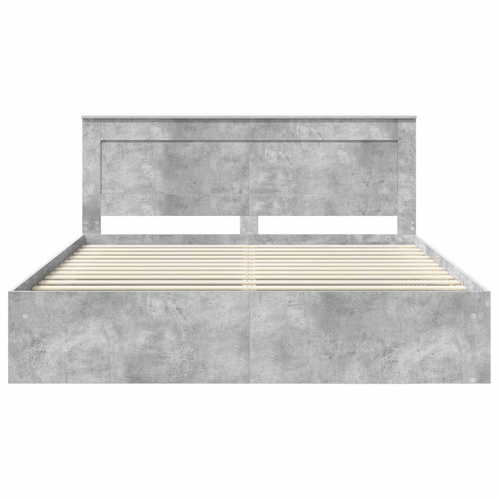 Cadru de pat cu headboard Beton 180 x 200 cm Lemn de pin masiv - WALTI WALTI