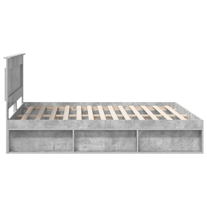 Cadru de pat cu headboard Beton 180 x 200 cm Lemn de pin masiv - WALTI WALTI