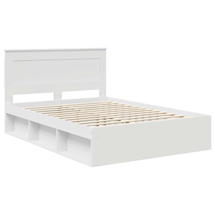 Cadru de pat cu headboard Alb 160 x 200 cm Lemn de pin masiv WALTI