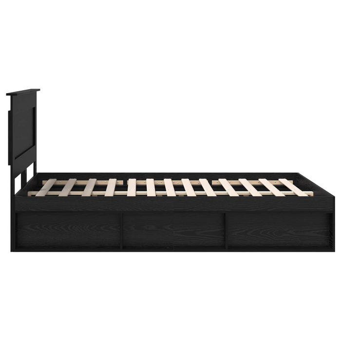 Cadru de pat cu headboard Negru 140 x 190 cm Lemn de pin masiv - WALTI WALTI