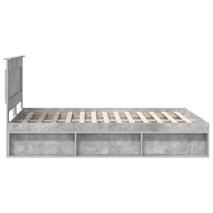 Cadru de pat cu headboard Beton 140 x 190 cm Lemn de pin masiv - WALTI WALTI