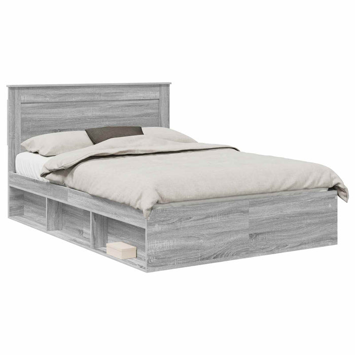 Cadru de pat Gri Sonoma 140 x 190 cm Lemn de pin masiv - WALTI WALTI