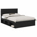 Cadru de pat cu headboard Negru 140 x 190 cm Lemn de pin masiv - WALTI WALTI
