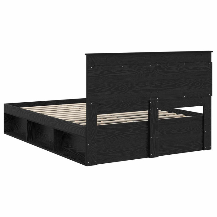 Cadru de pat cu headboard Negru 140 x 190 cm Lemn de pin masiv - WALTI WALTI