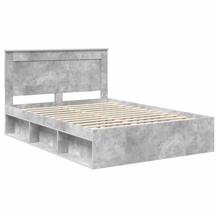 Cadru de pat cu headboard Beton 140 x 200 cm Lemn de pin masiv - WALTI WALTI