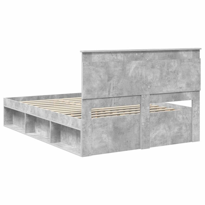 Cadru de pat cu headboard Beton 140 x 200 cm Lemn de pin masiv - WALTI WALTI