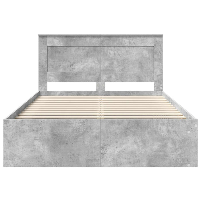 Cadru de pat cu headboard Beton 140 x 200 cm Lemn de pin masiv - WALTI WALTI