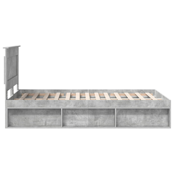 Cadru de pat Gri Concret 135 x 190 cm Lemn de pin masiv - WALTI WALTI
