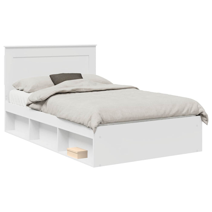 Cadru de pat cu headboard Alb 120 x 190 cm Lemn de pin masiv WALTI