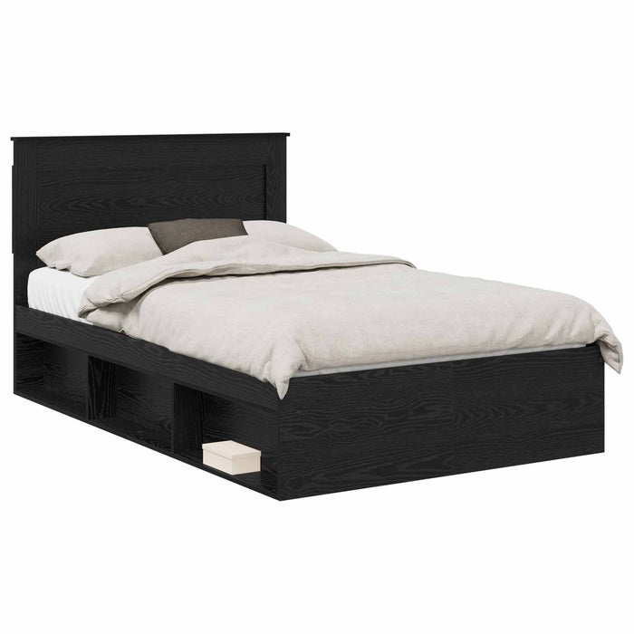 Cadru de pat cu headboard Negru 120 x 190 cm Lemn de pin masiv - WALTI WALTI