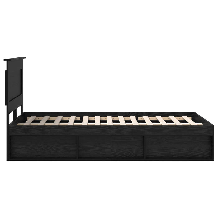 Cadru de pat cu headboard Negru 120 x 190 cm Lemn de pin masiv - WALTI WALTI