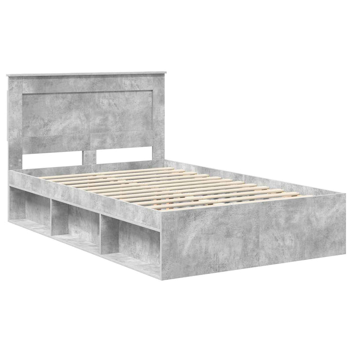 Cadru de pat cu headboard Beton 120 x 190 cm Lemn de pin masiv - WALTI WALTI