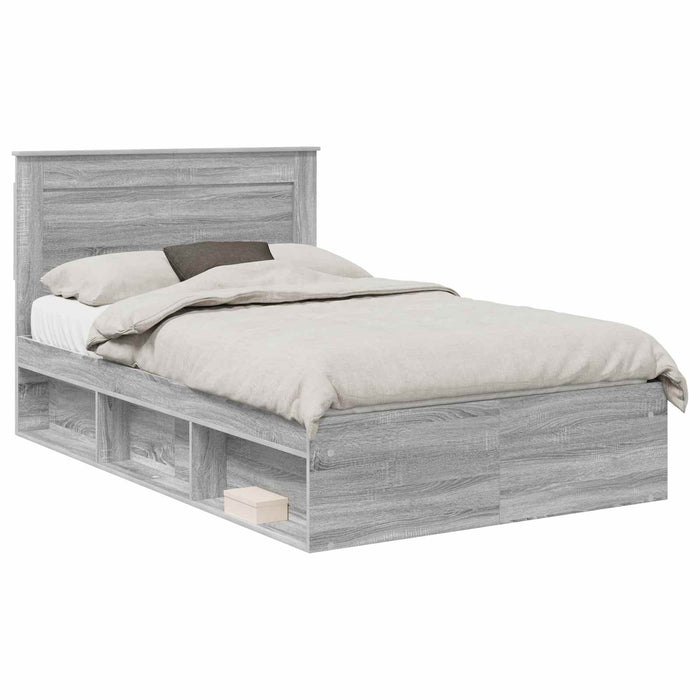 Cadru de pat Gri Sonoma 120 x 190 cm Lemn de pin masiv - WALTI WALTI
