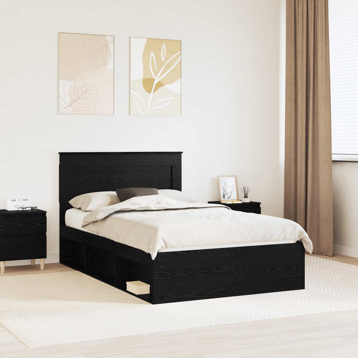 Cadru de pat cu headboard Negru 120 x 190 cm Lemn de pin masiv - WALTI WALTI