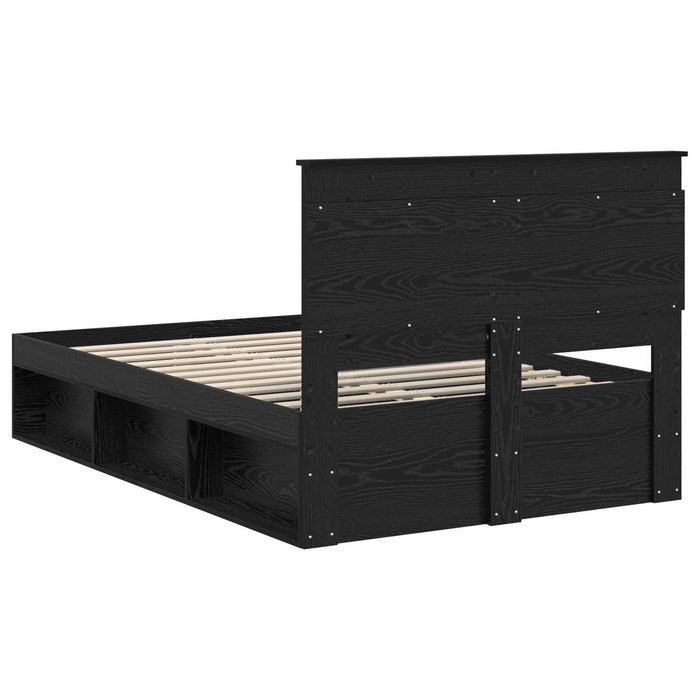 Cadru de pat cu headboard Negru 120 x 190 cm Lemn de pin masiv - WALTI WALTI