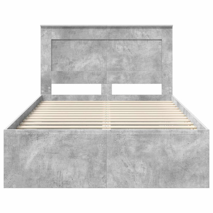 Cadru de pat cu headboard Beton 120 x 200 cm Lemn de pin masiv - WALTI WALTI