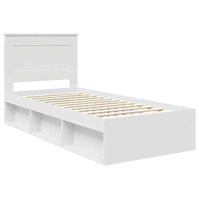 Cadru de pat cu headboard Alb 100 x 200 cm Lemn de pin masiv - WALTI WALTI
