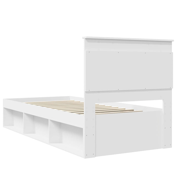 Cadru de pat cu headboard Alb 100 x 200 cm Lemn de pin masiv - WALTI WALTI