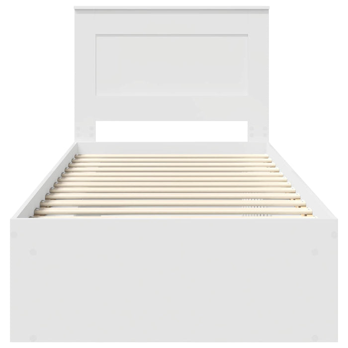 Cadru de pat cu headboard Alb 100 x 200 cm Lemn de pin masiv - WALTI WALTI