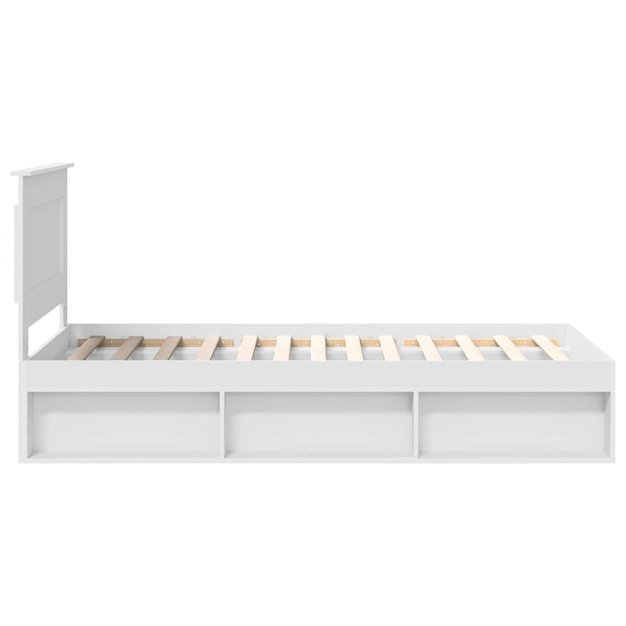 Cadru de pat cu headboard Alb 100 x 200 cm Lemn de pin masiv - WALTI WALTI