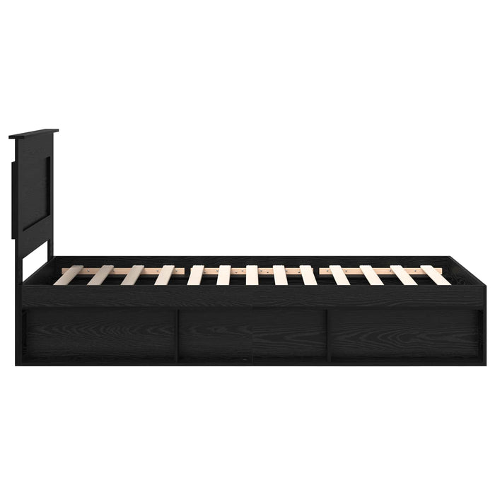 Cadru de pat cu headboard Negru 100 x 200 cm Lemn de pin masiv - WALTI WALTI