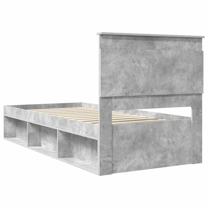 Cadru de pat Gri Concret 100 x 200 cm Lemn de pin masiv - WALTI WALTI