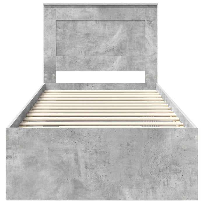 Cadru de pat Gri Concret 100 x 200 cm Lemn de pin masiv - WALTI WALTI