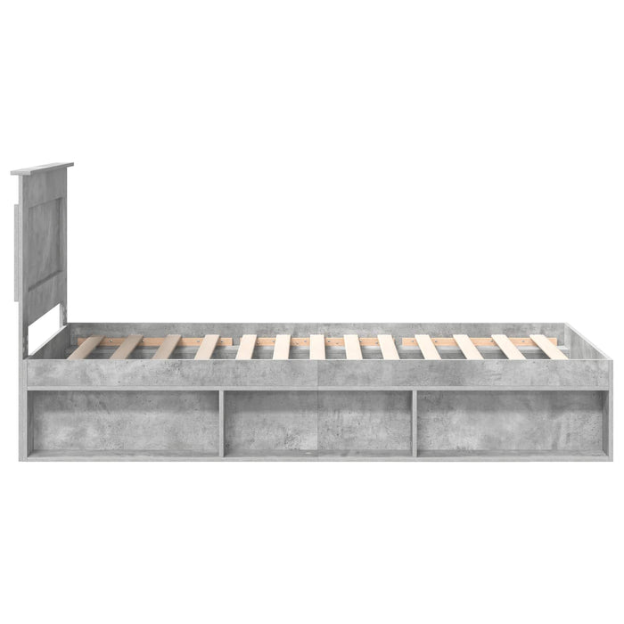 Cadru de pat Gri Concret 100 x 200 cm Lemn de pin masiv - WALTI WALTI