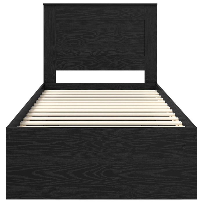 Cadru de pat cu headboard Negru 90 x 190 cm Lemn de pin masiv - WALTI WALTI