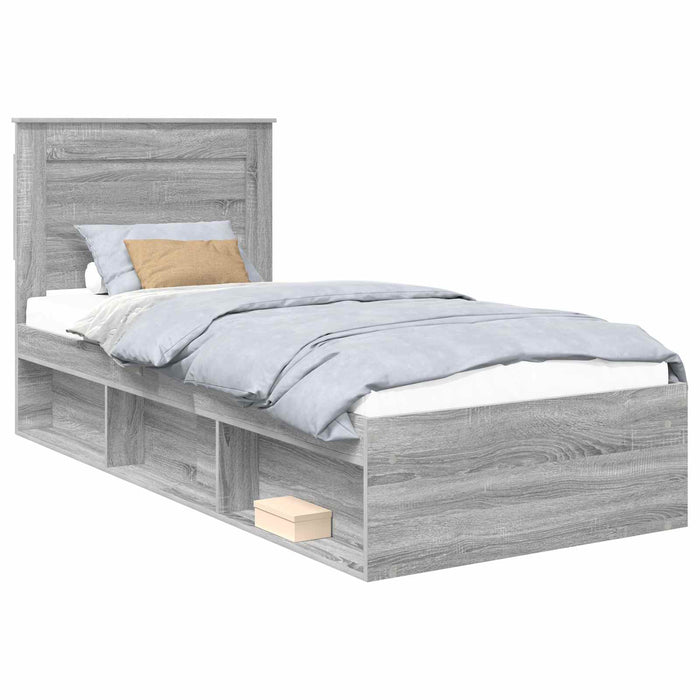 Cadru de pat cu sertar Gri Sonoma 90 x 190 cm Lemn de pin masiv - WALTI WALTI