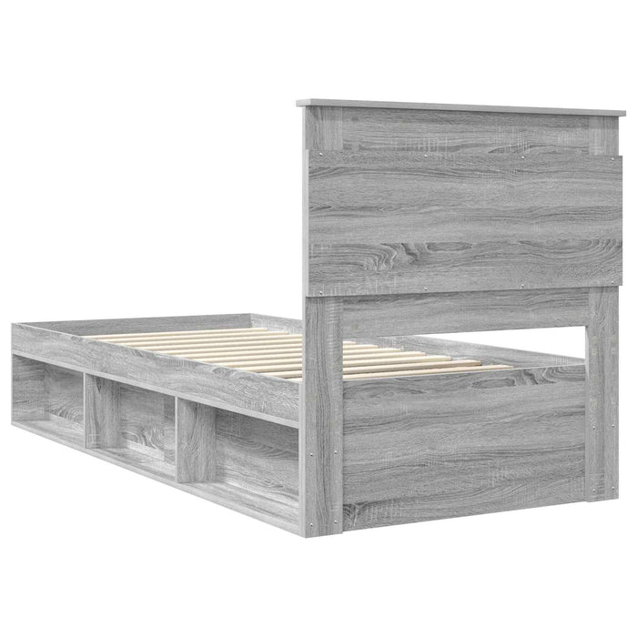 Cadru de pat cu sertar Gri Sonoma 90 x 190 cm Lemn de pin masiv - WALTI WALTI