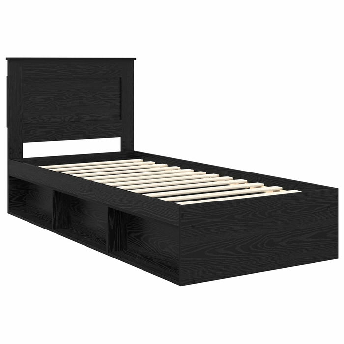 Cadru de pat cu headboard Negru 90 x 200 cm Lemn de pin masiv - WALTI WALTI