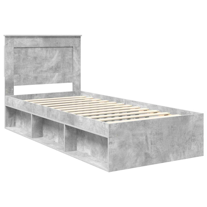 Cadru de pat cu headboard Beton 90 x 200 cm Lemn de pin masiv - WALTI WALTI