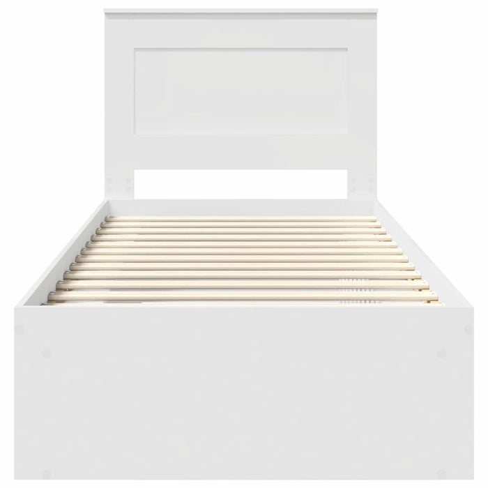 Cadru de pat cu headboard Alb 75 x 190 cm Lemn de pin masiv - WALTI WALTI