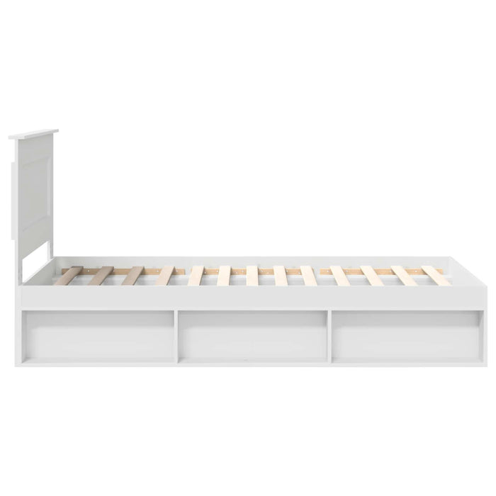 Cadru de pat cu headboard Alb 75 x 190 cm Lemn de pin masiv - WALTI WALTI
