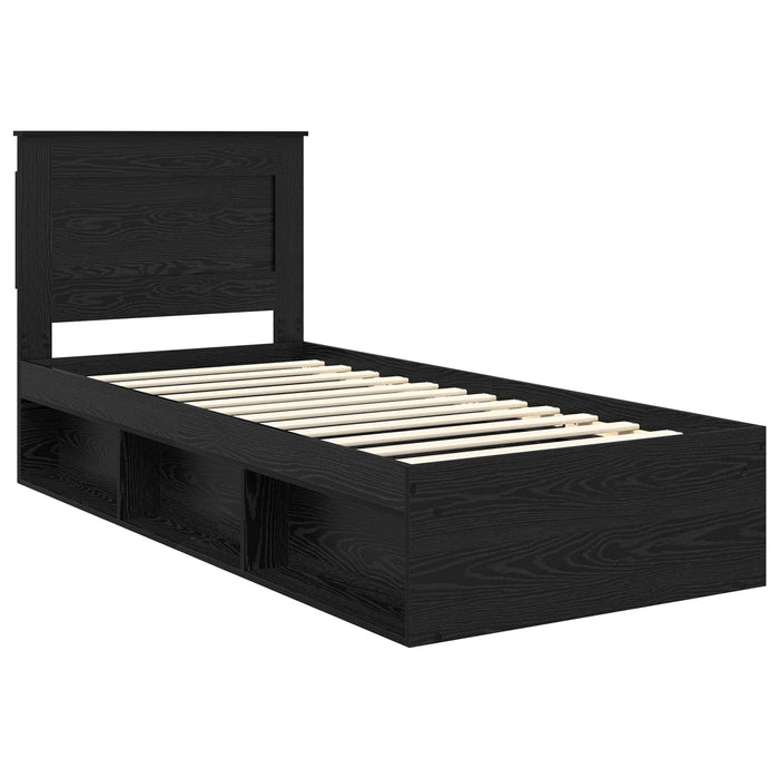 Cadru de pat cu headboard Negru 75 x 190 cm Lemn de pin masiv - WALTI WALTI