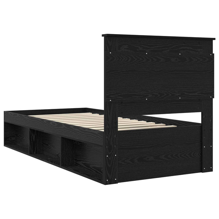 Cadru de pat cu headboard Negru 75 x 190 cm Lemn de pin masiv - WALTI WALTI