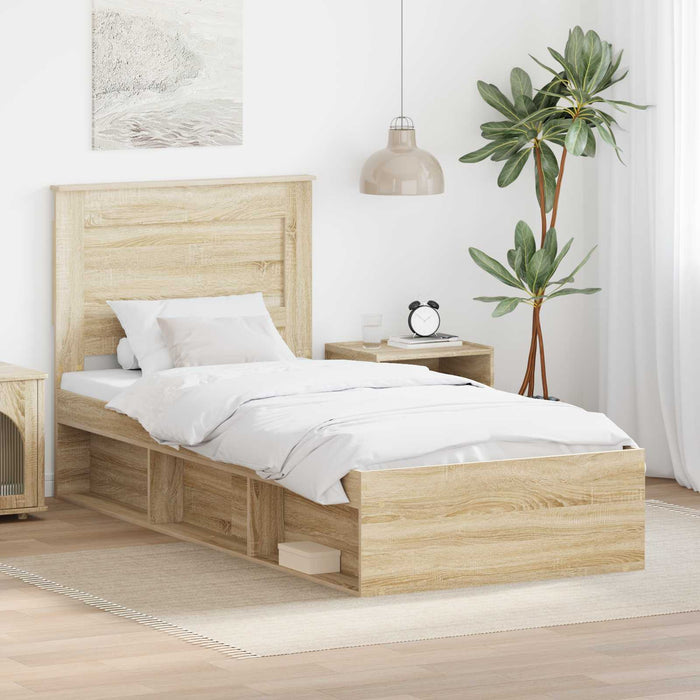 Cadru de pat Stejar Sonoma 75 x 190 cm Lemn de pin masiv - WALTI WALTI