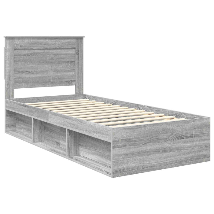Cadru de pat cu sertar Gri Sonoma 75 x 190 cm Lemn de pin masiv - WALTI WALTI