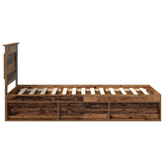 Cadru de pat cu sertar Lemn vechi 75 x 190 cm Lemn de pin masiv - WALTI WALTI